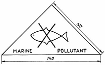 Предупредительный знак для опасных грузов, загрязнителей моря, по ГОСТ 19433-88